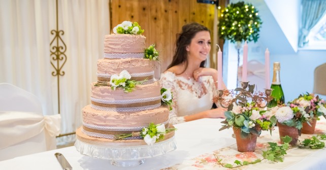 Wedding Cake with Lace Burlap Trim